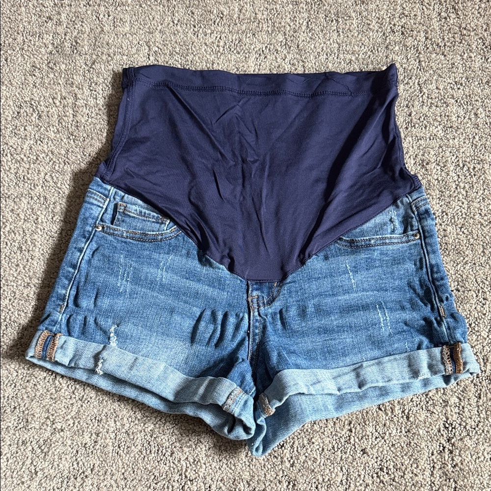 Set of 2 Women's Maternity Blue Jean Shorts